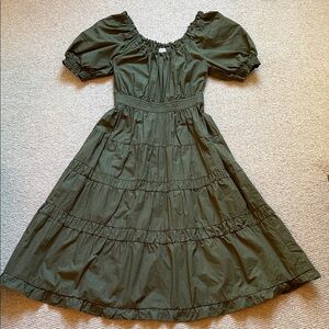 Moon River Army Olive Green Midi Dress Sz S